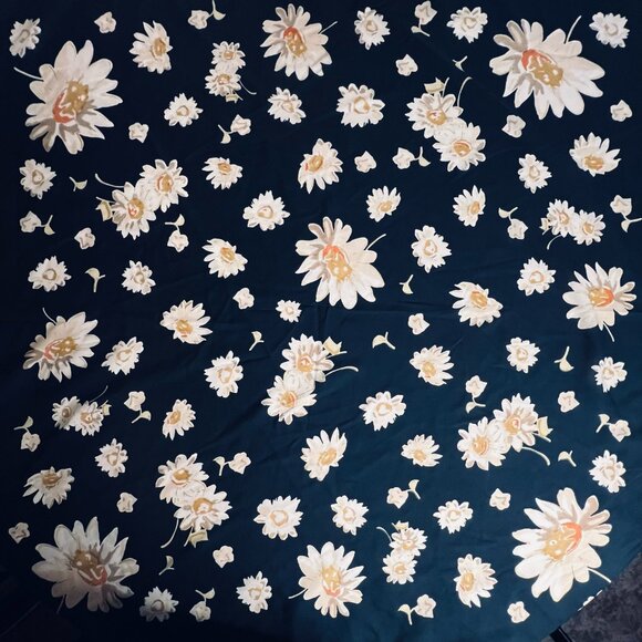 Andrea Zanellato Dark Blue Floral Scarf Made in Italy|Vintage-Inspired Daisies - Picture 1 of 6